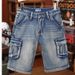 Retro Black Cargo Denim Shorts For Men Multi Pocket Loose Fit Plus Size Trendy Summer Stretch Mid-Length Five Point Pants_mkmklike.com