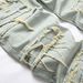 Men's Straight Leg Patchwork Denim Jeans - Vintage Washed High Street Baggy Pants With Raw Hem & Distressed Details (Color 0070, Size 28-38)_mkmklike.com