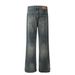 Washed Denim Men's High Street Trend Punk Distressed Frayed Hem Loose Casual Wide-Leg Straight Pants_mkmklike.com