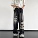 Men's Clothing Retro Patch Ripped Jeans Men's Design Japanese Summer Ins Trend Loose Versatile Wide Leg Long Pants_mkmklike.com