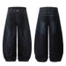 Woven Banana Fit American Retro Washed Deconstructed Scimitar Jeans For Men And Women, Loose Dark Blue Sickle Pants_mkmklike.com