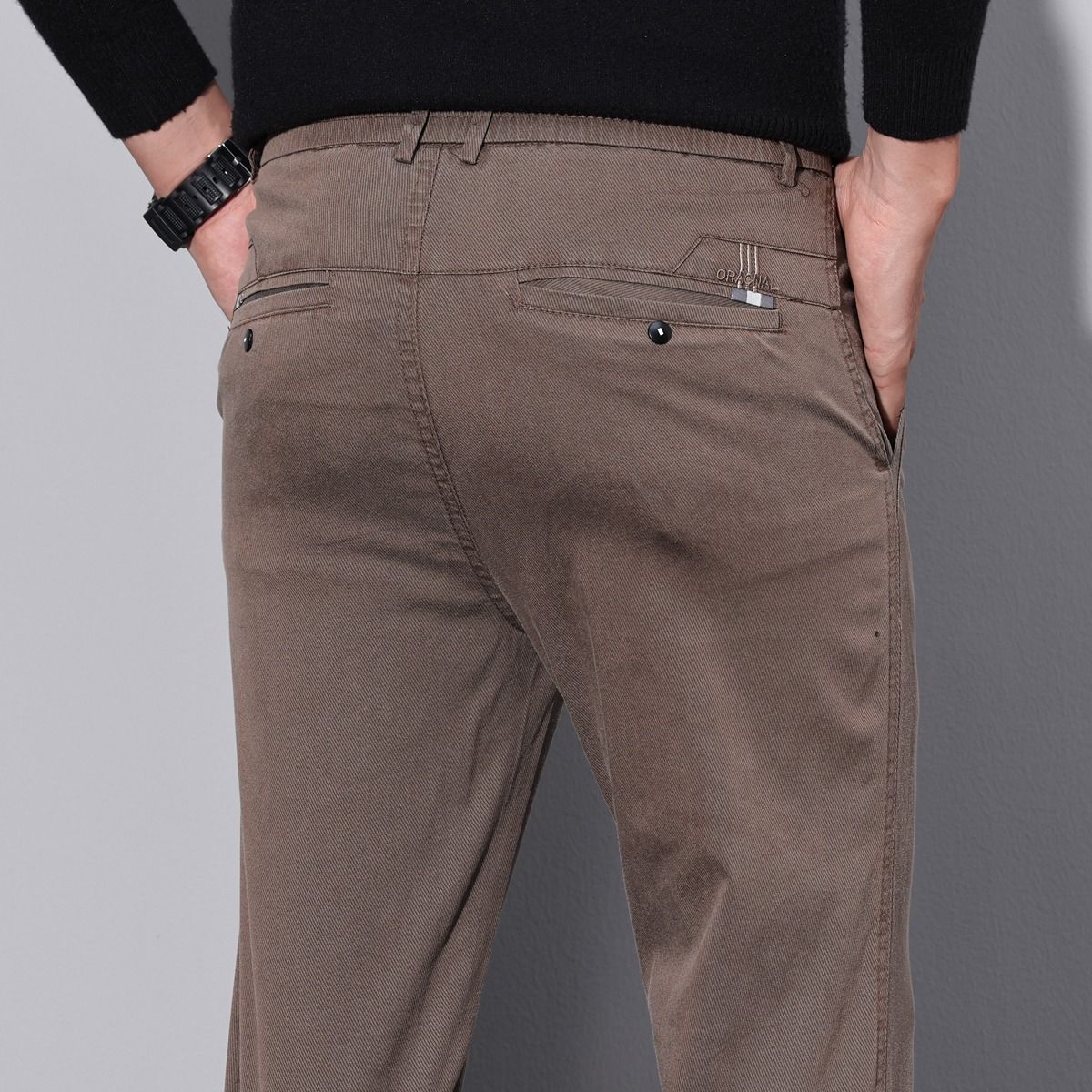 Men's Slim Fit Straight Leg Jeans Stretchy Korean Style Trendy Loose Fit Business Casual Pants for Spring Autumn 2024_mkmklike.com