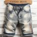 Men's Clothing Retro Distressed Denim Shorts Men's Trendy Brand Ins Motorcycle Washed Casual Stretch Shorts Zipper Decorated Shorts_mkmklike.com