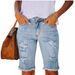 Women's Clothing Washed Hole Washed Cotton Women's Denim Shorts_mkmklike.com