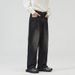 "Men's Streetwear Straight Leg Washed Jeans - Loose Fit Casual Denim Pants For Teens & Young Adults (S-XXXL, Light Blue/Black/Vintage)"_mkmklike.com