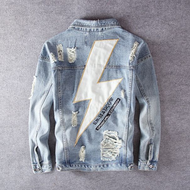 Loom Spring Men's Jacket Trendy Brand European And American Street Hip-Hop Patch Embroidery Denim Clothing Distressed Beggar_mkmklike.com