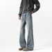 Men's Washed Retro Denim Jeans Straight Leg Loose Fit Wide Leg American High Street Style Trendy And Cool Long Pants Flared Vibe_mkmklike.com