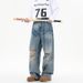 Distressed Loose Fit Denim Jeans For Men – High Street Fashion | Ripped Washed Vintage Wide Leg Pants_mkmklike.com