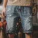 Men's Clothing Casual Denim Shorts Men's Summer Loose Straight New Washed Hole Shorts Men_mkmklike.com