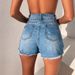 Women's Clothing Super High Waist Full Spray Process Ripped Denim Shorts Hot Pants_mkmklike.com