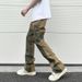 Men's Clothing New High Street Patchwork Splatter Flare Pants Cleanfit Casual Washed Stretch Cargo Denim Pants_mkmklike.com