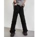 Cleanfit Men's Slim Fit Ripped Jeans Slightly Flared Black Pants Trendy Brand American High Street Style Vibe_mkmklike.com