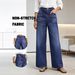 Women's Flared High-Waisted Stretch Denim Jeans - Vintage Washed Blue Retro Streetwear Pants With Comfort Fit_mkmklike.com