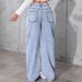 New Light Blue Washed Wide Leg Jeans For Women, Source Factory, Loose Fit, Floor Length, Cross Border Supply._mkmklike.com