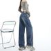 Trendy Girl Closet 2025 Autumn New Style Dark Color Distinctive Back Pocket High Waist Scimitar Wide Leg Jeans For Women Slimming Straight_mkmklike.com