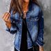 Women's Distressed Denim Jacket With Frayed Hem, Slim Fit Long Sleeve Vintage Coat, High Cotton Content (90%-95%) For Streetwear & Casual Style_mkmklike.com