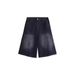 Unisex Washed Denim Shorts - American Style Straight Leg Mid-Length Summer Shorts For Men & Women (Black/Blue, S-3XL)_mkmklike.com