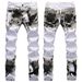 Urban Camo Print Jeans | Slim Fit Stretch Denim In White For Men With Breathable & Stretchy_mkmklike.com