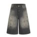 New American Style Black Gray Straight Washed Distressed Jeans For Men And Women Trendy Slim Loose Casual Capri Pants_mkmklike.com