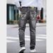 Men's Casual Embroidered Straight-Leg Jeans - High Elasticity, Lightweight & Breathable For All Seasons_mkmklike.com