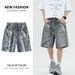Men's Clothing Summer Fashion Brand 3D Printed Washed Hip Hop Denim Shorts Men's Loose Wide Leg Straight Leg Five Point Mid Length Pants_mkmklike.com