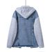 Plus Size Patchwork Denim Jacket Women's Casual Oversized Sweatshirt Relaxed Everyday Wear Versatile Comfortable Feshion Trend_mkmklike.com