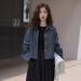 Chicco 2024 Autumn New Style Atmosphere Korean Commuter Striped Denim Shirt Women Long Sleeve Turn-down Collar Single-breasted_mkmklike.com