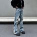 Nordmann American Style Vibe Deconstructed Patchwork Ripped Jeans For Men, Cool High Street Straight Slim Fit Flared Cleanfit_mkmklike.com