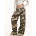 Men's Clothing Vintage American Camouflage Cargo Jeans For Men & Women - Oversized Straight-Leg Drop Crotch Jogger Pants With Drawstring Waist_mkmklike.com