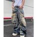 Unisex Loose Casual 3D Printed Jeans Distressed Ripped Optical Illusion Style Men's Denim_mkmklike.com