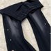 New American Retro Style Men's Jeans Deconstructed Patchwork Design Black Grey Slightly Flared Straight Leg_mkmklike.com