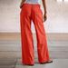 Women's Loose Fit High Waisted Stretch Jeans In Vibrant Orange-Red For Casual Street Style Versatile Styling Potential_mkmklike.com