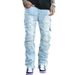 Men's Summer Straight Leg Jeans Hip Hop Street Fashion Midweight Versatile Pants Non-Stretch Machine Washable_mkmklike.com