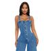 Women's Clothing Fashion Casual Sexy Overalls Denim Jumpsuit Wide Leg Pants_mkmklike.com