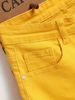Men's Denim Shorts With Multiple Holes, Crafted Design Sense, Yellow Elastic Mid Length Straight Leg Worn Men's Pants_mkmklike.com