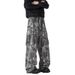 American Tie Dye Camouflage Pants, Men's Trendy Brand Design, Multi Pocket Workwear Jeans, Loose Wide Leg Pants_mkmklike.com