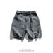 Men's Clothing Straps Washed Distressed Denim Shorts Men's Summer Hip Hop Loose Casual Workwear Shorts_mkmklike.com