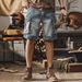 Men's Trendy Brand Cooler Denim Shorts Korean Style Loose Fit 5 Point Riding Pants Summer New Arrival_mkmklike.com