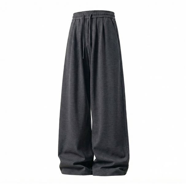 Men's 3D Pleated Casual Pants – Lightweight Loose Fit Straight Leg Trousers, Retro Minimalist Style (Black/Rice Gray/Brown, M-XXXL)_mkmklike.com