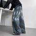 Men's Checkered Jeans - Retro American Style Wide Leg Loose Fit Straight Pants For Big & Tall, Summer & Autumn Casual Trousers_mkmklike.com