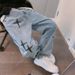 Jeans Men's Straight Loose 2025 Spring And Autumn New Korean Version Trend Casual Men's Nine-point Pants Hong Kong Style Wide-leg Pants_mkmklike.com