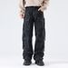 Men's Clothing High Street Fashion Brand Workwear Multi Pocket Straight Pants Black Design Wide Leg Trousers_mkmklike.com