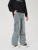 Men's Clothing Street Style Splashed Workwear Jeans Pockets Hip Hop Distressed Wide Leg Trousers_mkmklike.com