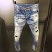 Men's Distressed Patchwork Denim Jeans – High Street Fashion Straight-Leg Pants With Artisan Repairs (S-XXXL) – Vintage Washed & Stretch Comfort_mkmklike.com