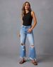 New Arrival Wide-leg Pants Tassel Washed Ripped High-waist Jeans Straight Casual Trousers Women's_mkmklike.com