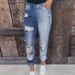 Women's Mixed-color Patchwork High-waisted Jeans_mkmklike.com