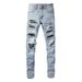 Men's Clothing European And American Casual All Match High Street Jeans Men's Patch Hand Worn Holes Slim Fit Slim Feet 1307_mkmklike.com