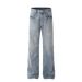 Men's Clothing Retro Neutral High End Street Trend Water Wash Blue Design Slim Men's Flared Casual Jeans_mkmklike.com
