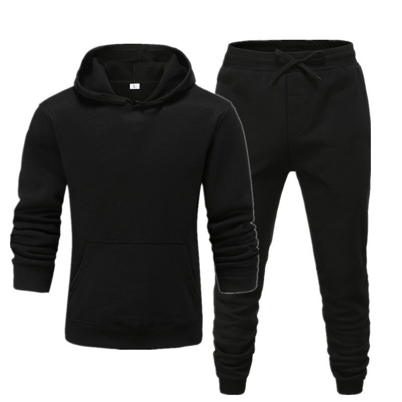 Men's Clothing men's casual sports fitness solid color sweatshirt suit hooded sweatshirt_mkmklike.com