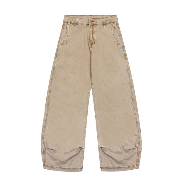 "Men's Distressed Drop-Crotch Denim Pants – Loose Fit Blade Tapered Jeans (Streetwear Grunge, Asian Street Style, Anti-Fit Silhouette)"_mkmklike.com